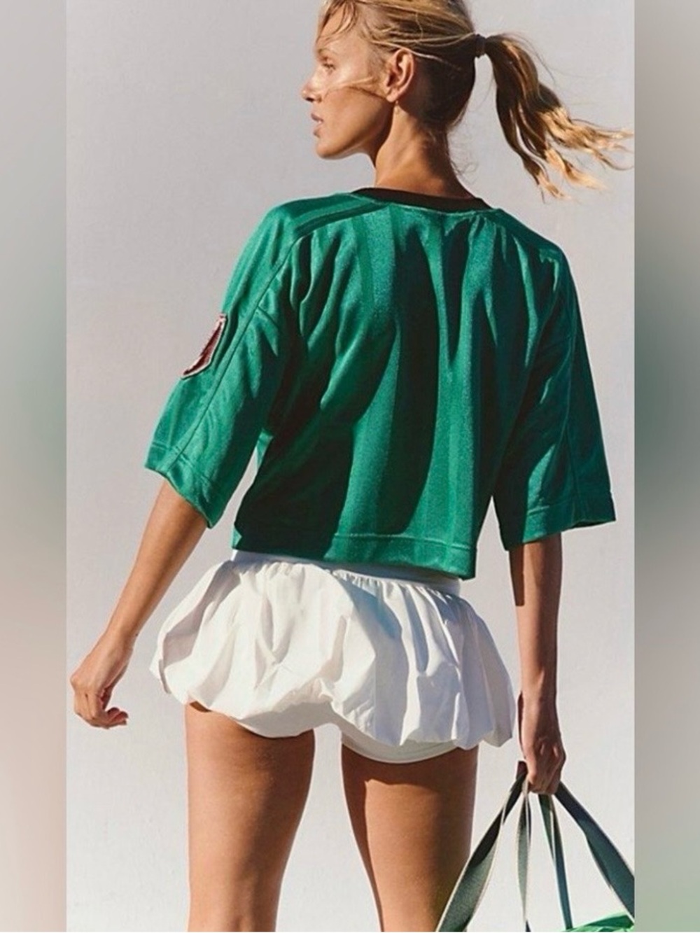 NWT!  Free People Movement High Score Green Glow Crop Short Sleeve Tee ~ Medium
